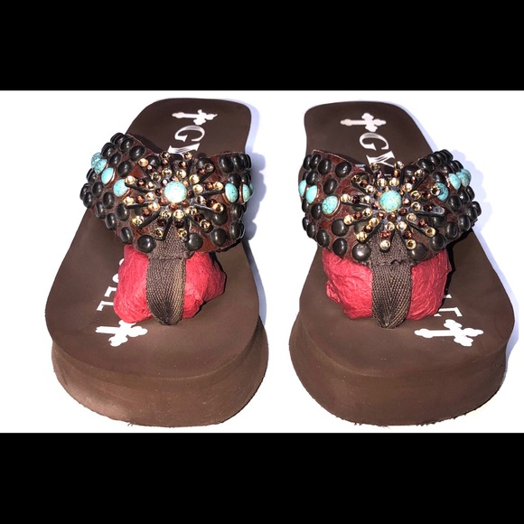 GYPSY SOULE TURQUOISE FLIP FLOPS - Picture 3 of 7